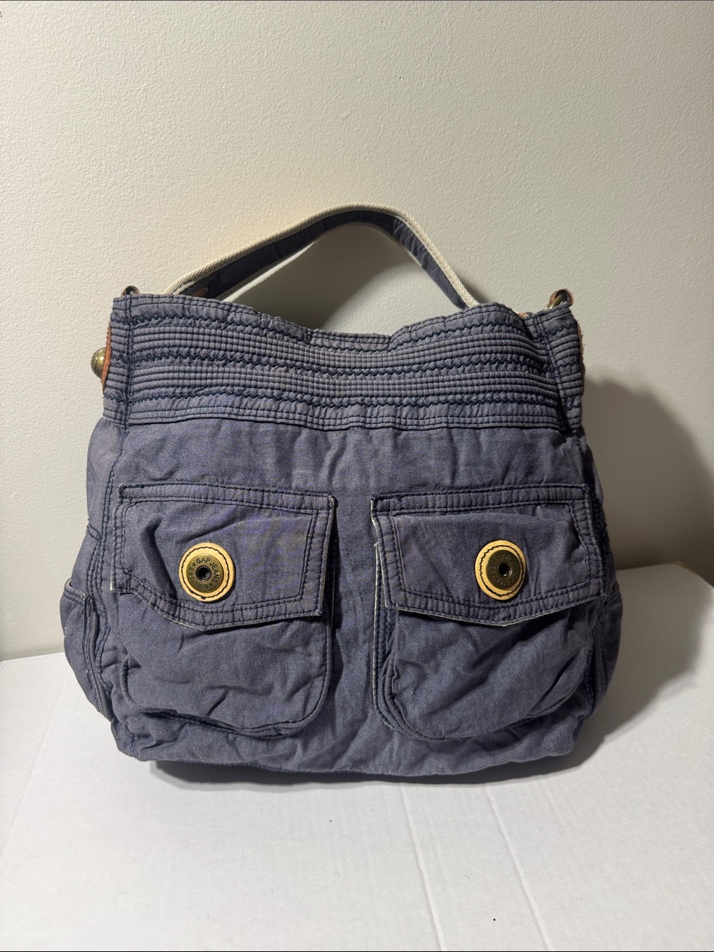 Y2K Cargo Hobo The Gap Casual Quilted Pocket Shoulder Bag - Slate Blue